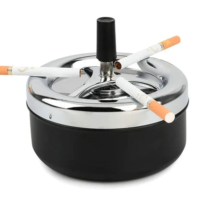 Cenicero de metal, Cenicero para ahumador sin humo con autosujeción, giratorio redondo, para oficina, para hombres, Cenicero para cigarros, Cenicero para cigarros