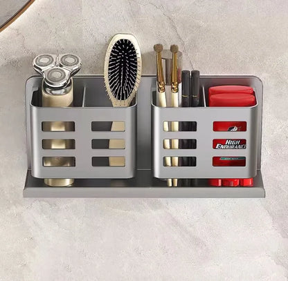 Estante de almacenamiento de peine para baño, estante de almacenamiento de pasta de dientes, sin perforaciones, montado en la pared, para cosméticos, maquinilla de afeitar
