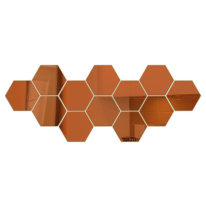 Hexágono acrílico 3D espejo pegatina de pared decoración del hogar DIY autoadhesivo espejo calcomanía decoración pegatinas arte decoración de pared grande 6/12 piezas