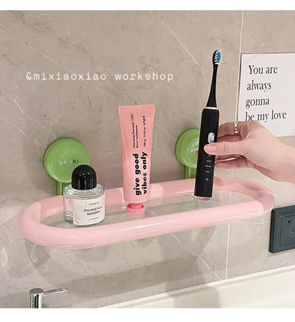 Estante de almacenamiento con ventosa de dopamina, estante de almacenamiento colgante de pared drenable sin perforaciones, organizador de artículos de tocador duradero de alta calidad para el hogar