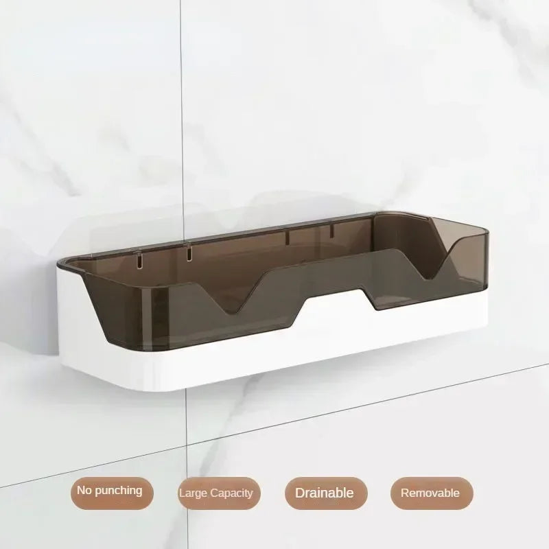 Estante organizador para baño, estante de almacenamiento para ducha, estantes de esquina negros, soporte de champú para inodoro de aluminio montado en la pared, sin taladro