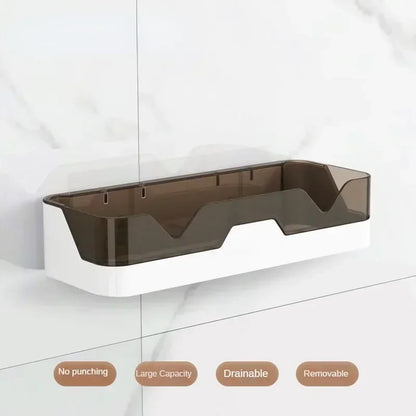 Estante organizador para baño, estante de almacenamiento para ducha, estantes de esquina negros, soporte de champú para inodoro de aluminio montado en la pared, sin taladro