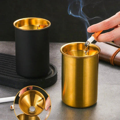 Embudo creativo de Cenicero de acero inoxidable con cubierta antimoscas y anticaída para uso doméstico y en coche