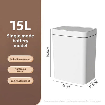 Cubo de basura inteligente de 15L, contenedor automático con Sensor sin contacto, impermeable, inodoro, para baño, cocina, dormitorio, cesta de basura moderna