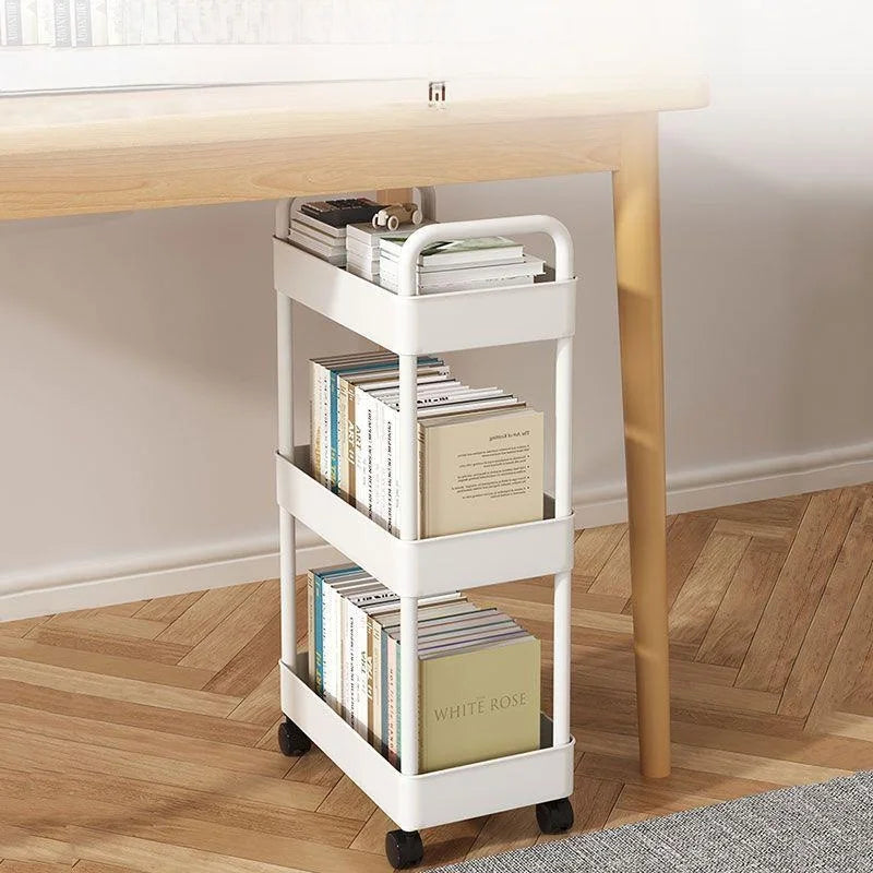 Estantería Móvil para Libros Debajo del Escritorio, Simple, para Uso Doméstico, Carrito Pequeño para Libros, Librería con Rue...