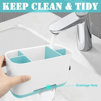 Organizador de estante de gran capacidad, soporte para cepillo de dientes eléctrico, organizador para encimera de baño, almacenamiento multifunción, carrito de ducha, 1 ud.