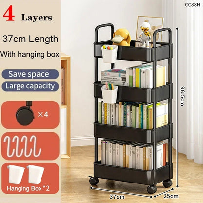 Carro de almacenamiento de estantería, carrito organizador de cocina móvil con ruedas, estantes de baño multicapa, estante de almacenamiento de aperitivos para el hogar