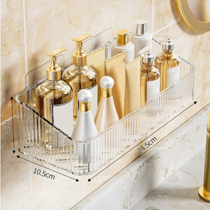 Estantes para champú y ducha montados en la pared, organizador sin perforación, Material PET transparente extraíble, estante de almacenamiento para el baño