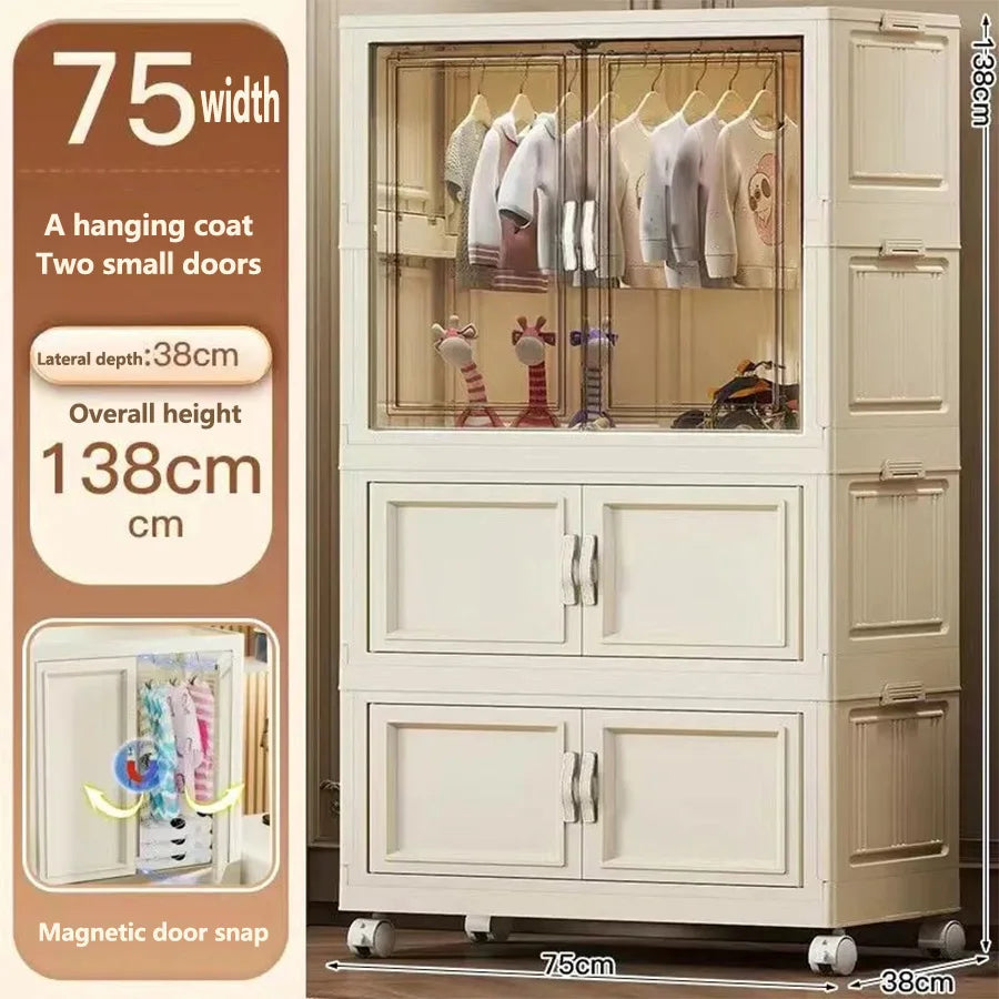 Gabinete de almacenamiento, caja de almacenamiento plegable para el hogar, sala de estar, gabinete de juguetes, estante de almacenamiento, gabinete de aperitivos, almacenamiento de cocina sin instalación