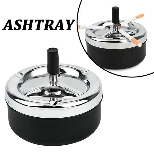 Cenicero de metal, Cenicero para ahumador sin humo con autosujeción, giratorio redondo, para oficina, para hombres, Cenicero para cigarros, Cenicero para cigarros