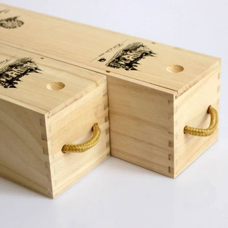 Caja de vino de madera para una sola botella con tapa, caja de almacenamiento de vino reutilizable decorativa de grano de madera, soporte para botella de vino individual