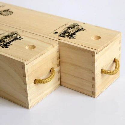 Caja de vino de madera para una sola botella con tapa, caja de almacenamiento de vino reutilizable decorativa de grano de madera, soporte para botella de vino individual