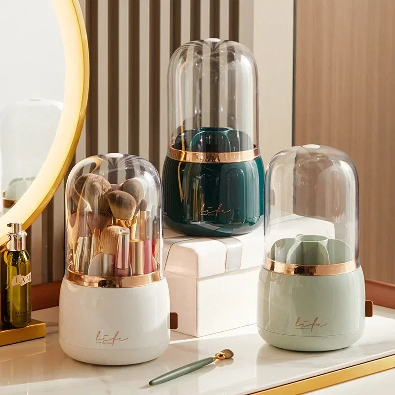 360 ° Organizador de maquillaje giratorio, soporte para brochas de maquillaje, caja de almacenamiento de cosméticos, organizador de almacenamiento de maquillaje, estuche para lápices, organizador de lápiz labial