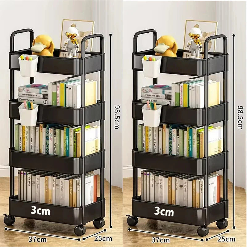 Carro de almacenamiento de estantería, carrito organizador de cocina móvil con ruedas, estantes de baño multicapa, estante de almacenamiento de aperitivos para el hogar