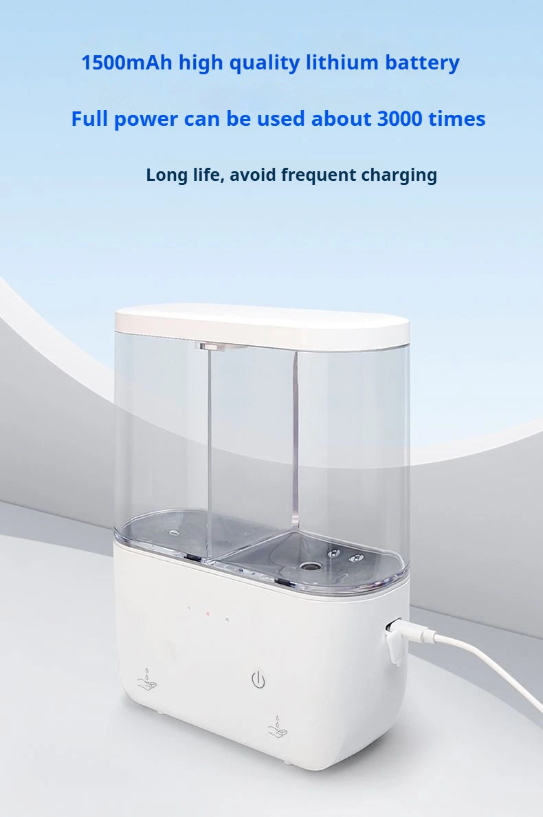 Dispensador automático de jabón de doble cabezal, dispensador de jabón líquido montado en la pared para champú/Gel de ducha/jabón para platos, baño inteligente