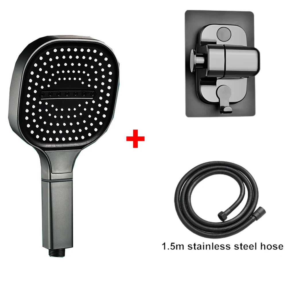 Cabezal de ducha de alta presión con Panel grande de 13CM con filtro, 3 modos, boquilla de lluvia con pulverizador de gran flujo, cabezal de ducha cuadrado para baño