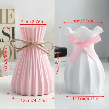 Jarrón de Plástico con Diseño de Ondas de Agua, Estilo Nórdico Moderno, para Decoración del Hogar, Sala de Estar, Escritorio, 1 Pieza