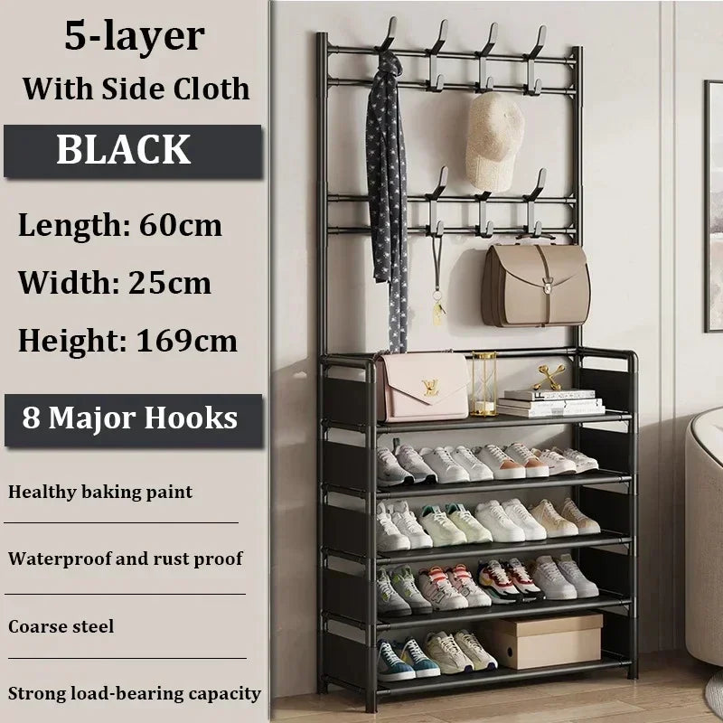 Colgador de ropa, Zapatero multicapa, puerta DIY, estante para sombreros y zapatos, organizador Simple de pie para sala de estar, estantes de almacenamiento