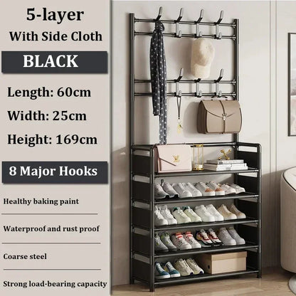 Colgador de ropa, Zapatero multicapa, puerta DIY, estante para sombreros y zapatos, organizador Simple de pie para sala de estar, estantes de almacenamiento