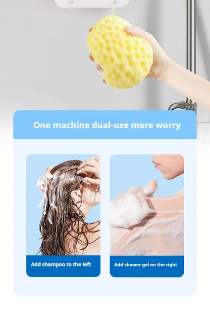 Dispensador automático de jabón de doble cabezal, dispensador de jabón líquido montado en la pared para champú/Gel de ducha/jabón para platos, baño inteligente