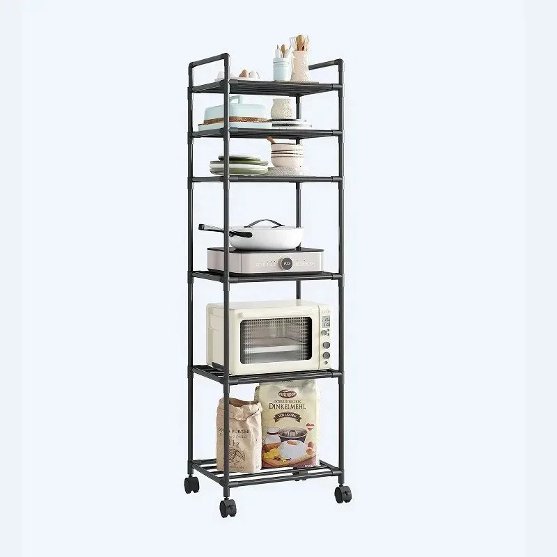 Estante de almacenamiento de piso multicapa para cocina, estante de almacenamiento extraíble para el hogar, estante de pared integrado