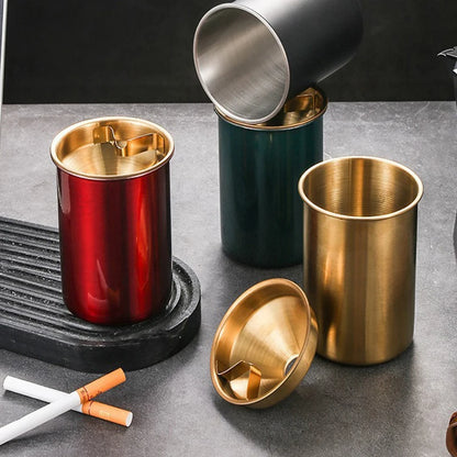 Embudo creativo de Cenicero de acero inoxidable con cubierta antimoscas y anticaída para uso doméstico y en coche