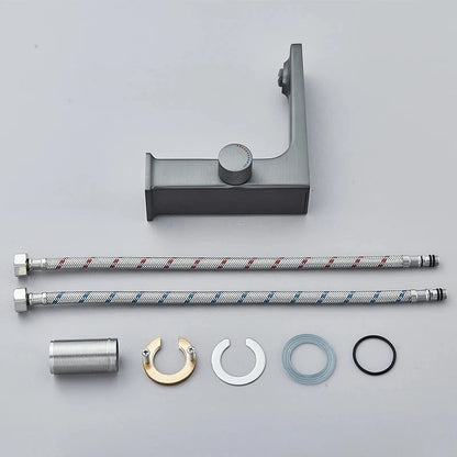 Grifo de lavabo de baño con pantalla Digital, LED inteligente, montado en cubierta de latón, grúa de lavabo, mezclador de agua fría y caliente, grifo de tocador para fregadero