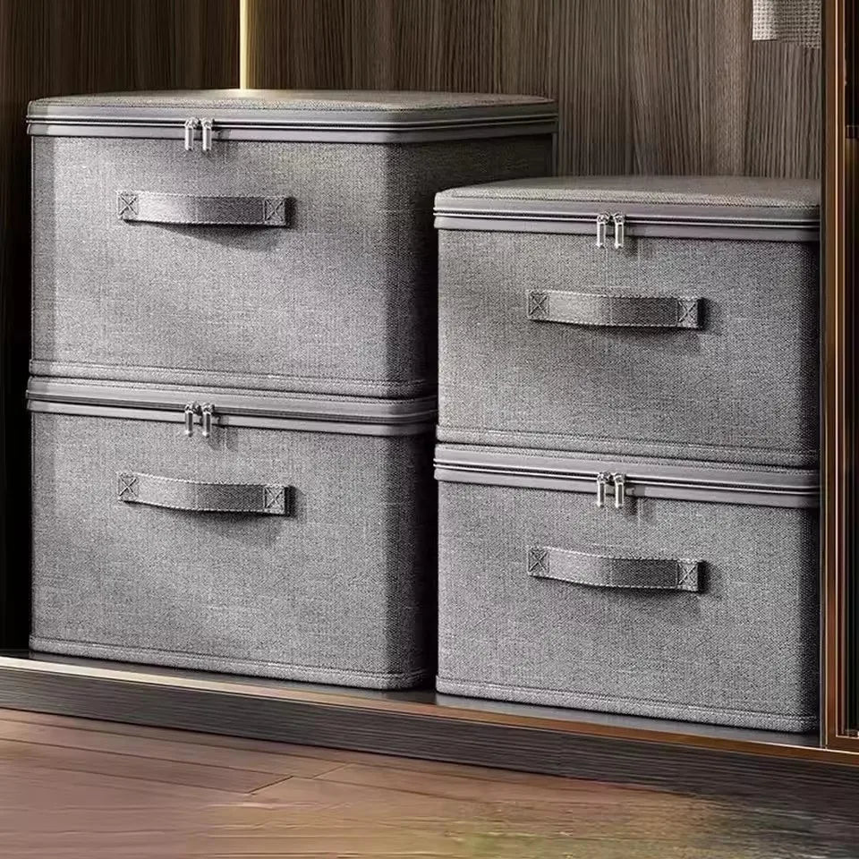 Caja de almacenamiento plegable con cubierta, caja de almacenamiento de ropa con cremallera, caja de almacenamiento de edredón de gran capacidad, armario, caja organizadora de ropa interior