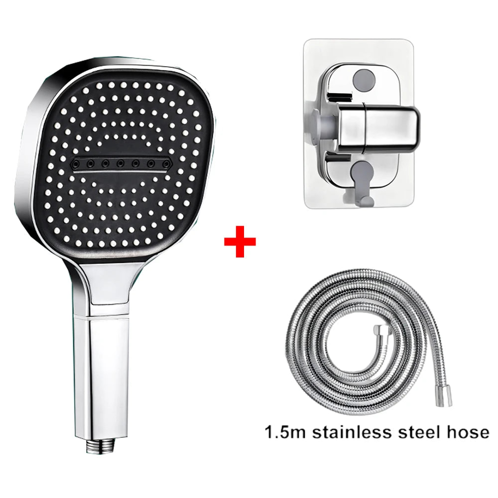 Cabezal de ducha de alta presión con Panel grande de 13CM con filtro, 3 modos, boquilla de lluvia con pulverizador de gran flujo, cabezal de ducha cuadrado para baño