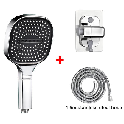 Cabezal de ducha de alta presión con Panel grande de 13CM con filtro, 3 modos, boquilla de lluvia con pulverizador de gran flujo, cabezal de ducha cuadrado para baño