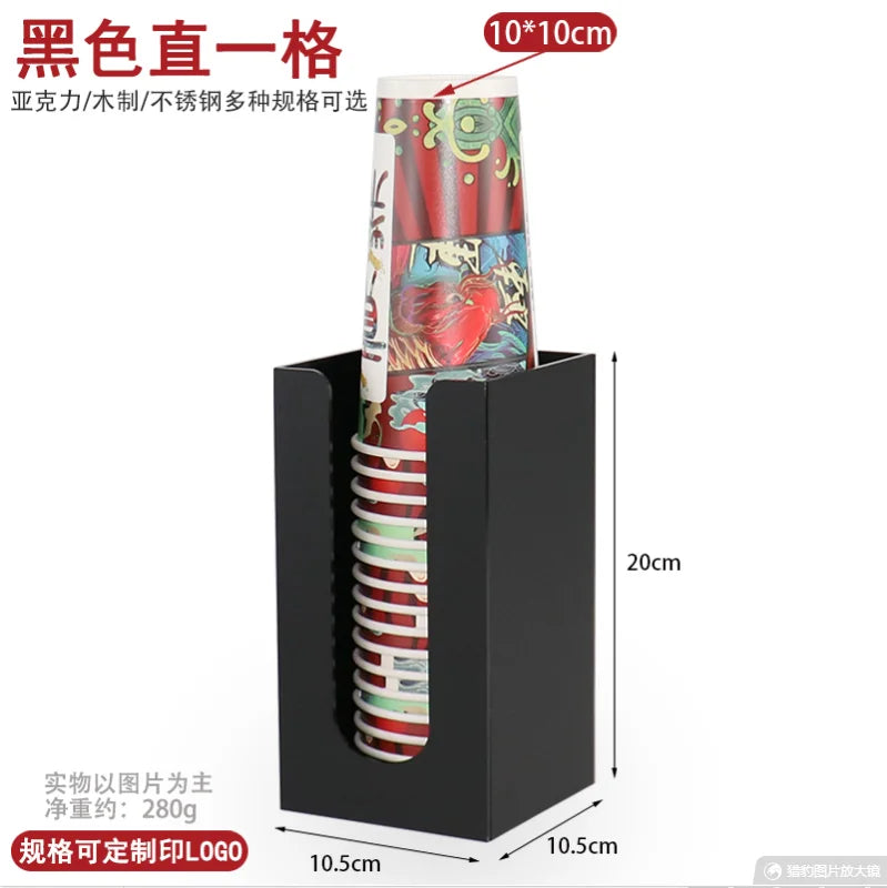 Soporte de acrílico para vasos, estante de almacenamiento de bambú, organizador de tienda de té con leche, caja de pañuelos, soporte para vasos de té con leche, soporte para servilletas
