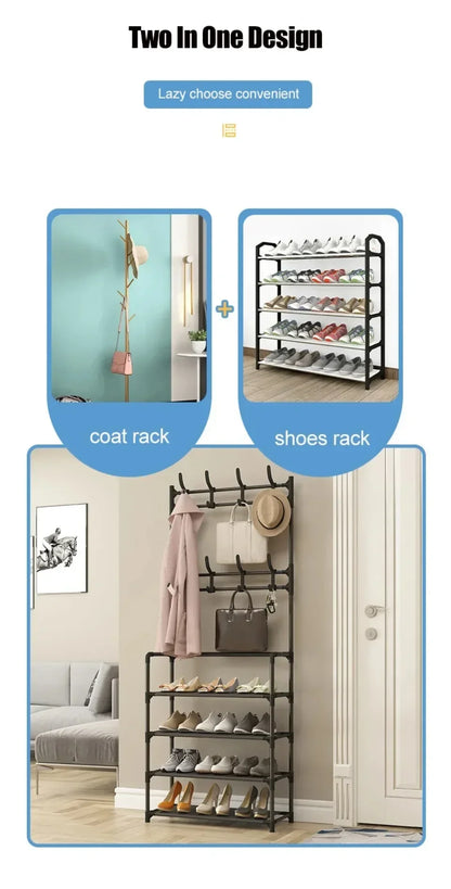 Colgador de ropa, Zapatero multicapa, puerta DIY, estante para sombreros y zapatos, organizador Simple de pie para sala de estar, estantes de almacenamiento