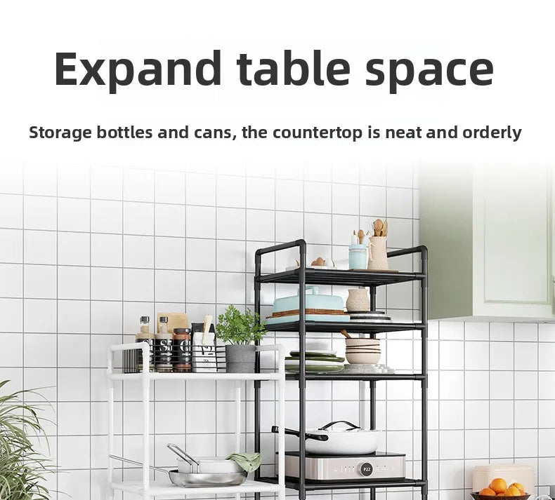 Estante de almacenamiento de piso multicapa para cocina, estante de almacenamiento extraíble para el hogar, estante de pared integrado