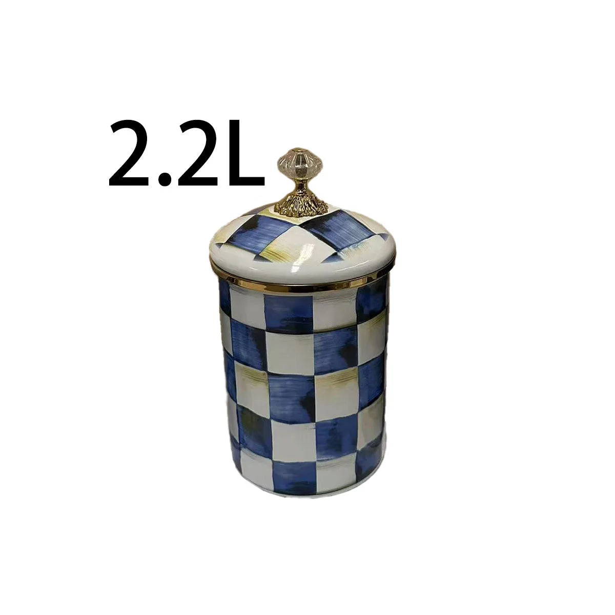 Tarro de almacenamiento clásico Retro europeo, adorno de tablero de ajedrez, contenedores de cocina esmaltados de porcelana, tarros de almacenamiento de azúcar para té y café