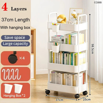Carro de almacenamiento de estantería, carrito organizador de cocina móvil con ruedas, estantes de baño multicapa, estante de almacenamiento de aperitivos para el hogar