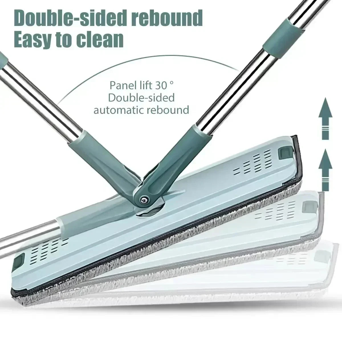 Fregona plana con cubo, almohadillas de microfibra de fácil escurrido para suelos laminados de madera dura, limpieza multiusos en seco y húmedo