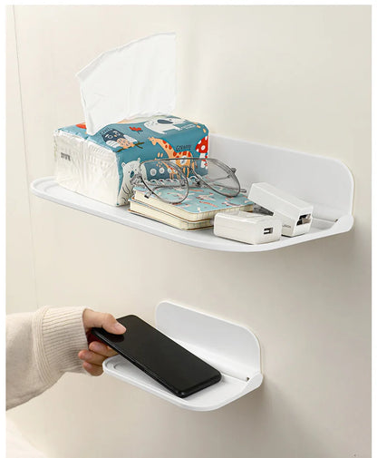 Estante de pared plegable sin perforaciones, estante flotante de plástico montado en la pared, para el hogar, baño, toalla, estante de almacenamiento de ropa