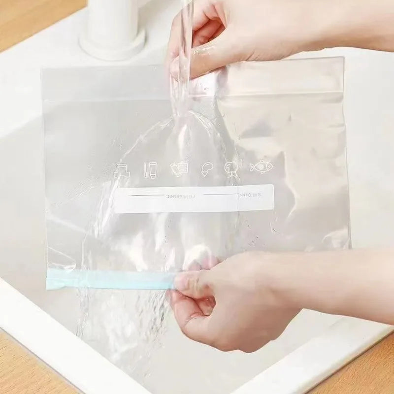 Bolsa de comida disponible en varios tamaños, bolsas Ziplock de calidad alimentaria para organización de almacenamiento de cocina, bolsa de aperitivos reutilizable de 10/15/20/45 Uds.