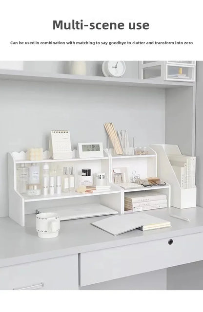 Estante de almacenamiento de escritorio de doble capa, papelería de oficina, organizador de cosméticos, estante, accesorios de decoración del hogar