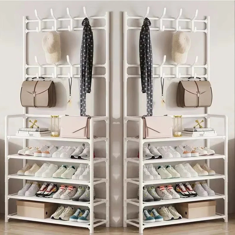 Colgador de ropa, Zapatero multicapa, puerta DIY, estante para sombreros y zapatos, organizador Simple de pie para sala de estar, estantes de almacenamiento