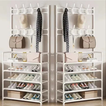 Colgador de ropa, Zapatero multicapa, puerta DIY, estante para sombreros y zapatos, organizador Simple de pie para sala de estar, estantes de almacenamiento
