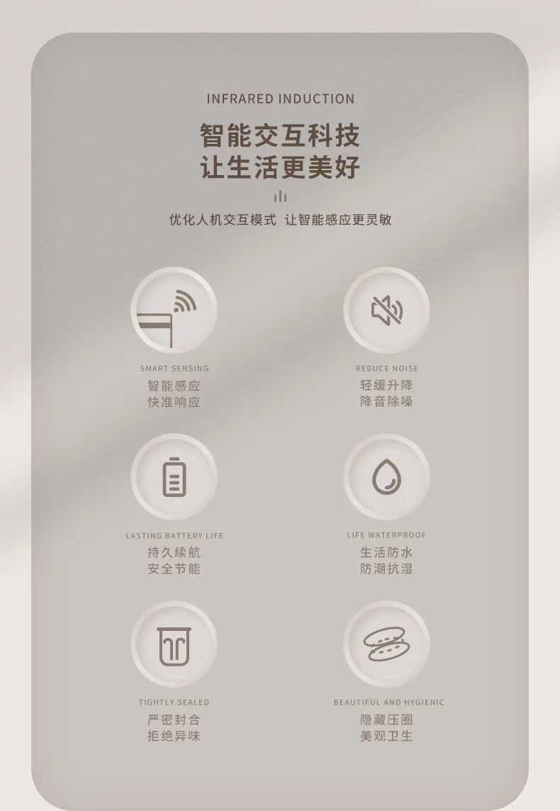 Cubo de basura inteligente de 15L, contenedor automático con Sensor sin contacto, impermeable, inodoro, para baño, cocina, dormitorio, cesta de basura moderna