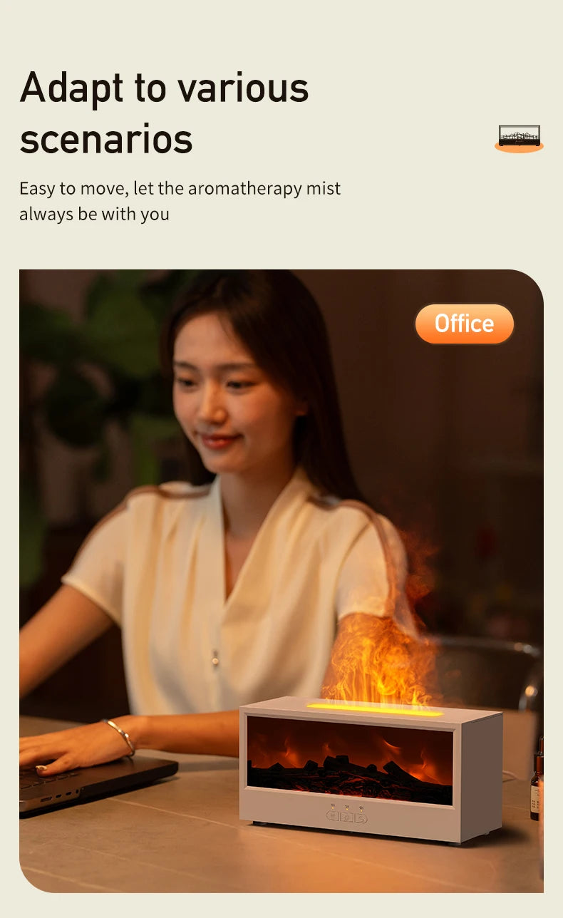 VISSKO-humidificador de aire creativo para chimenea, difusor de aceites esenciales con apagado automático sin agua y luz LED, Control remoto para regalo