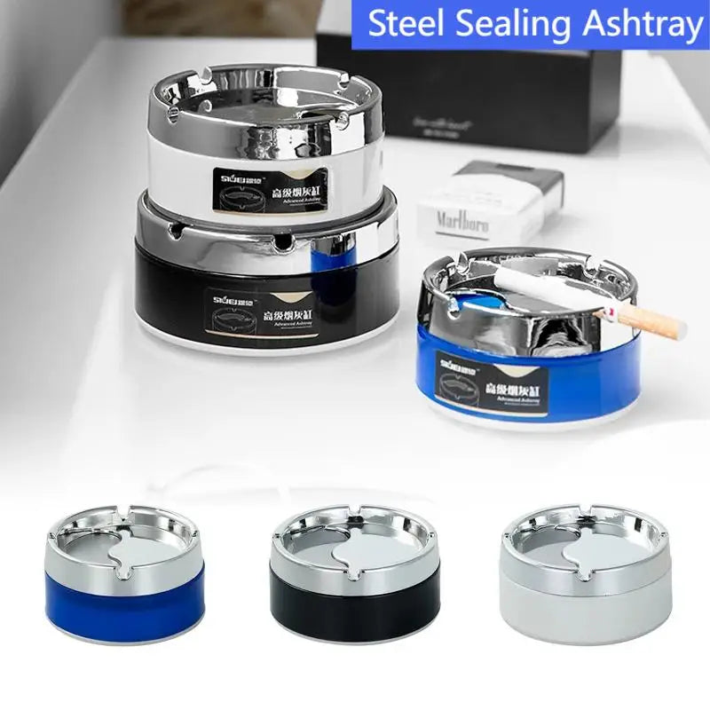 Cenicero a prueba de viento con tapa giratoria: Cenicero exterior con sellado de acero inoxidable para el hogar, el jardín y el coche