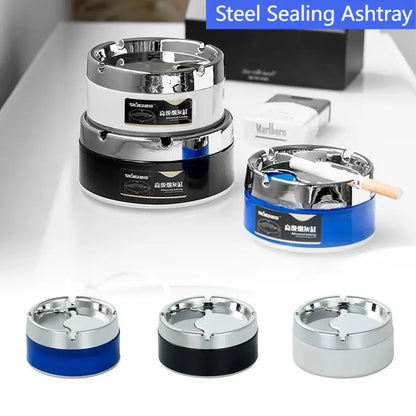 Cenicero a prueba de viento con tapa giratoria: Cenicero exterior con sellado de acero inoxidable para el hogar, el jardín y el coche