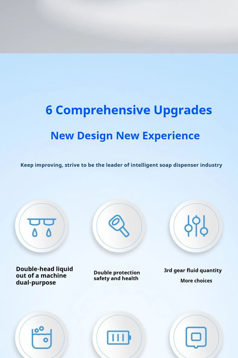 Dispensador automático de jabón de doble cabezal, dispensador de jabón líquido montado en la pared para champú/Gel de ducha/jabón para platos, baño inteligente