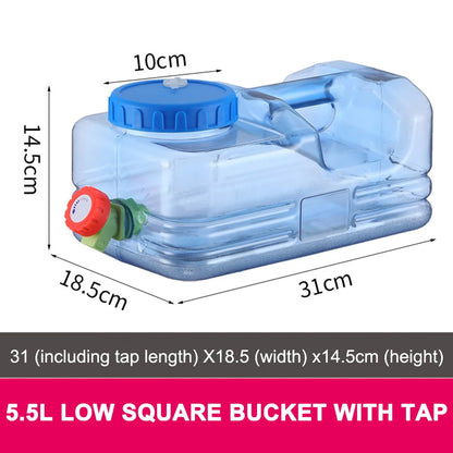 Contenedor de agua portátil con grifo, gran capacidad para acampar, almacenamiento de agua para cocinar, 6/8/13/18L