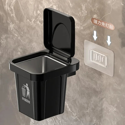Cenicero colgante de pared de acero inoxidable con tapa, cubo de basura en forma de baño, sala de estar, decoración de baño sin perforaciones a prueba de cenizas
