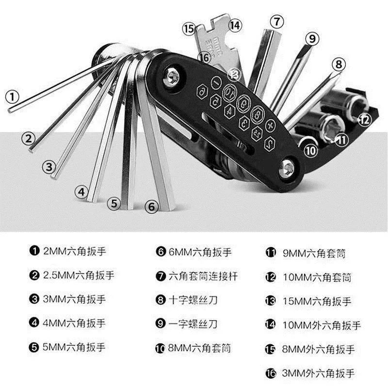 Juego de llaves de tubo 16 en 1, cabezal giratorio antideslizante. Acero Inoxidable Resistente para Reparaciones del Hogar y del Automóvil. Herramienta Fácil y Universal.