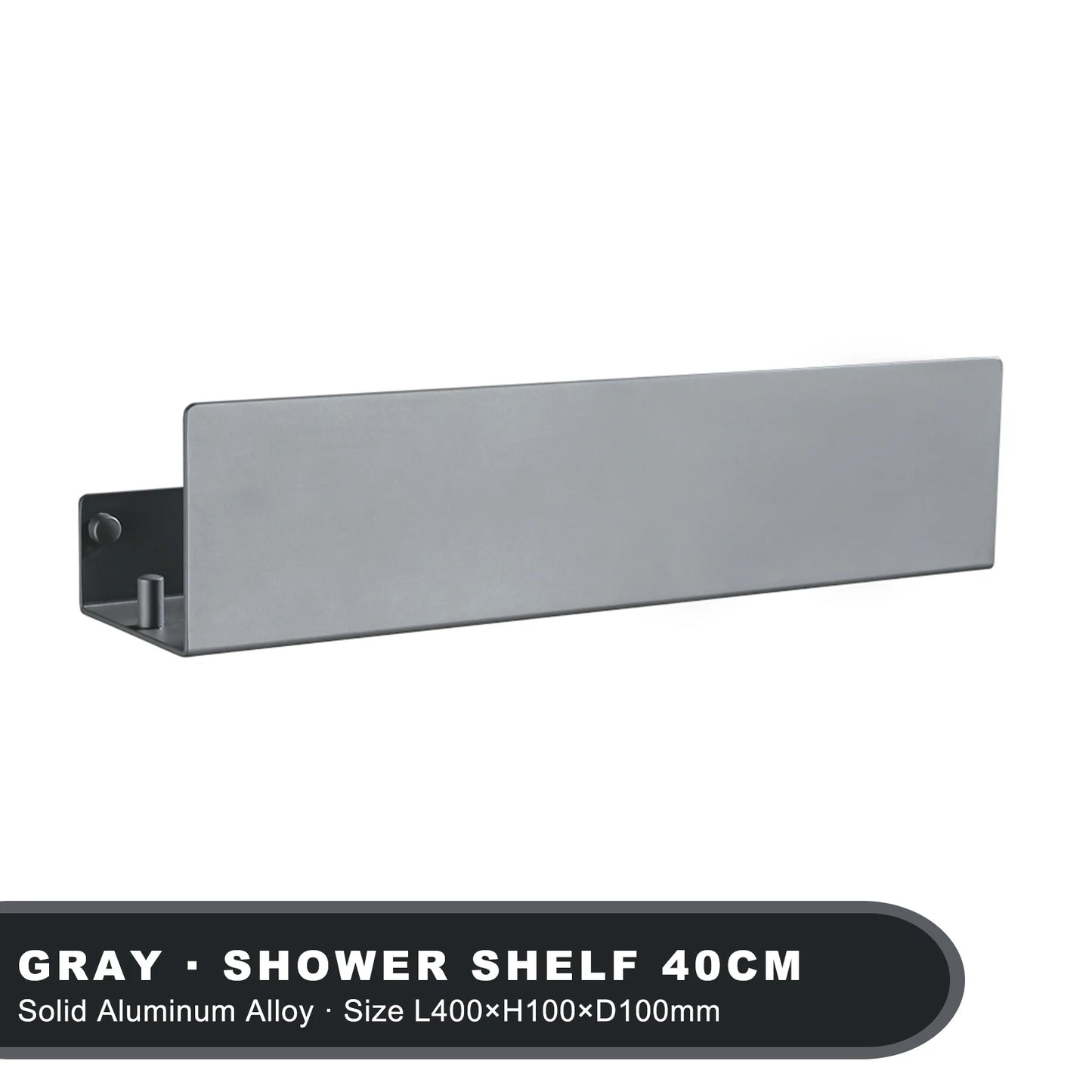 Estante organizador de baño negro con ganchos, estantes de decoración de cocina de aluminio en pared, estante de almacenamiento para ducha, montaje en pared